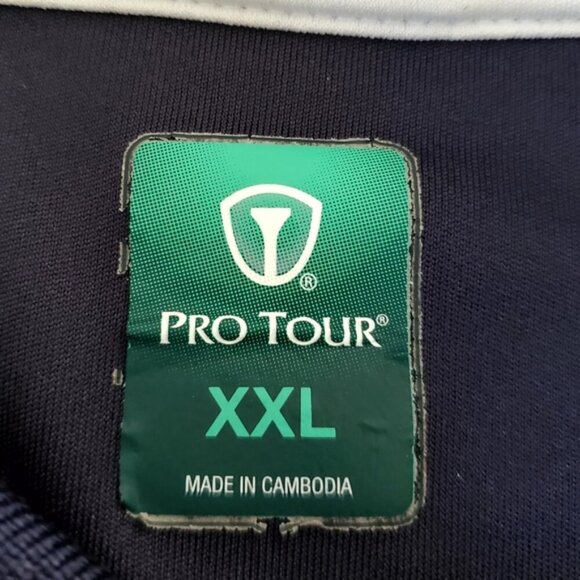 Pro Tour Men's XXL Golf  Polo Blue Stripe Pullover 3 Button-down Collar  Shirt - Picture 2 of 10